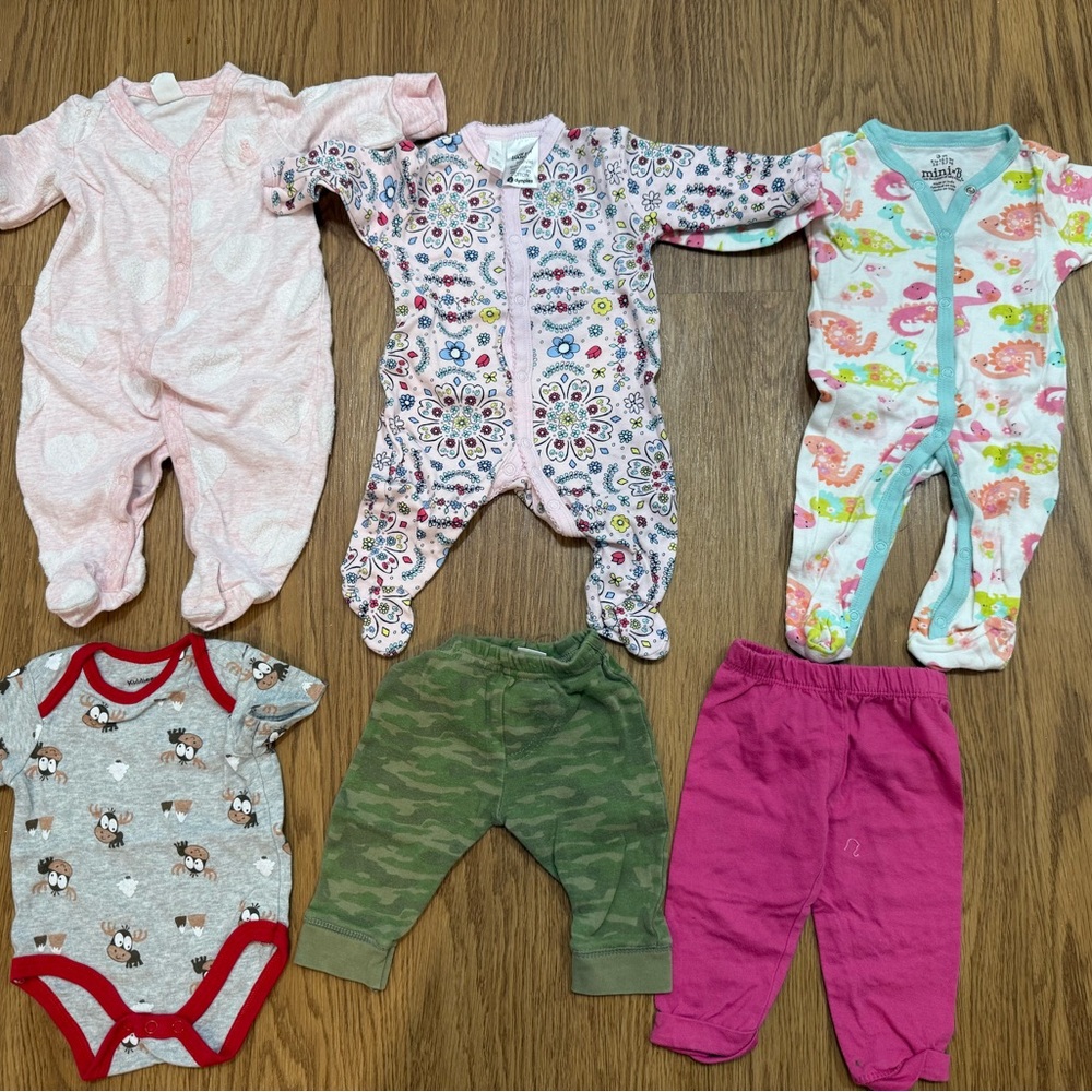 Carter's Pink and Patterned Footies Set 3 months